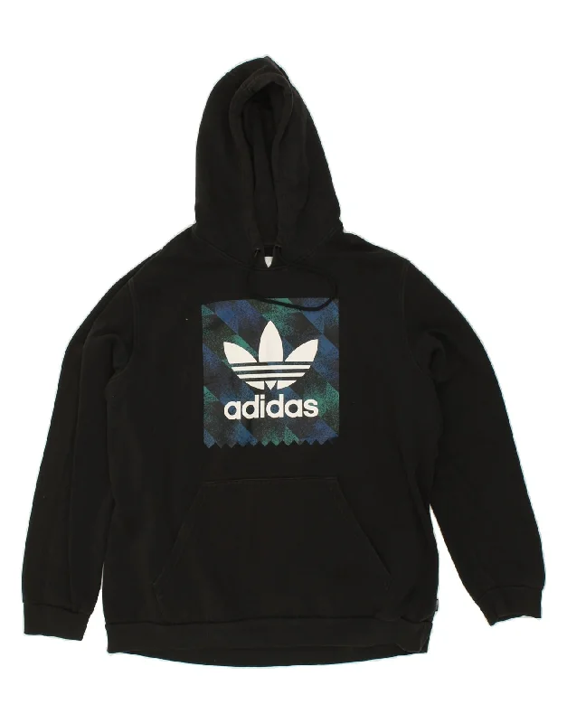 ADIDAS Mens Graphic Hoodie Jumper XL Black Cotton Hoodie with High Neck Warm Protective ADIDAS Mens Graphic Hoodie Jumper XL Black Cotton Hoodie with High Neck Warm Protective