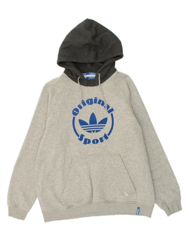 ADIDAS Mens Graphic Hoodie Jumper XL Grey Colourblock Cotton Hoodie with Cropped Fit Short Trendy ADIDAS Mens Graphic Hoodie Jumper XL Grey Colourblock Cotton Hoodie with Cropped Fit Short Trendy