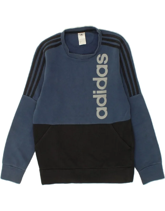 ADIDAS Mens Graphic Sweatshirt Jumper Small Blue Colourblock Cotton Hoodie with Ribbed Neckline Snug Warm ADIDAS Mens Graphic Sweatshirt Jumper Small Blue Colourblock Cotton Hoodie with Ribbed Neckline Snug Warm