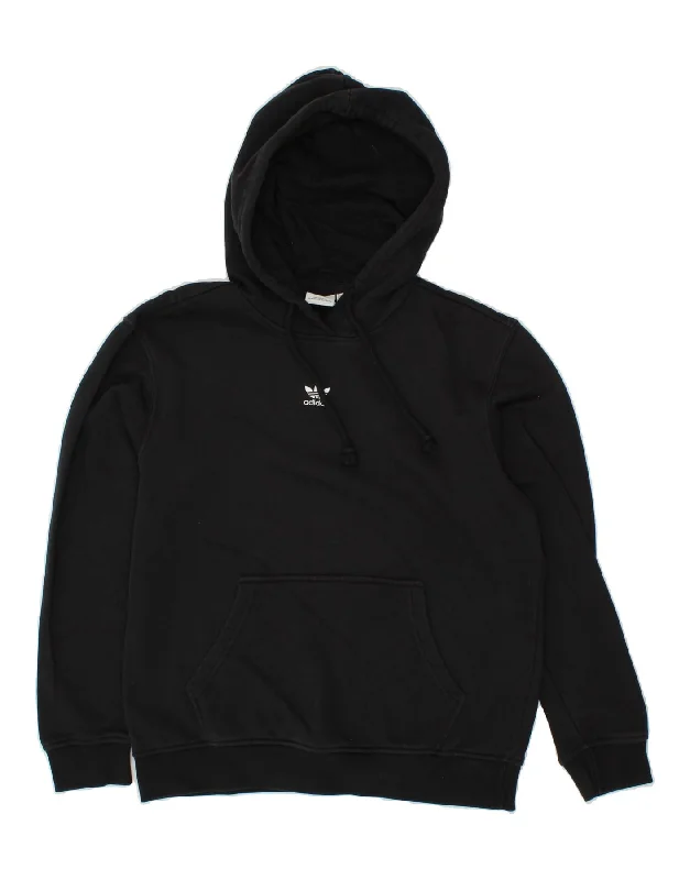 ADIDAS Womens Hoodie Jumper UK 10 Small Black Cotton Hoodie with Strings Custom Fit Adjustable ADIDAS Womens Hoodie Jumper UK 10 Small Black Cotton Hoodie with Strings Custom Fit Adjustable