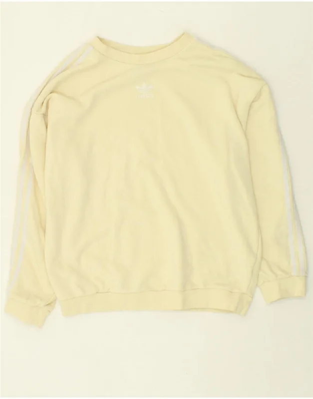 ADIDAS Womens Sweatshirt Jumper UK 12 Medium Yellow Cotton Hoodie with Button Classic Timeless ADIDAS Womens Sweatshirt Jumper UK 12 Medium Yellow Cotton Hoodie with Button Classic Timeless
