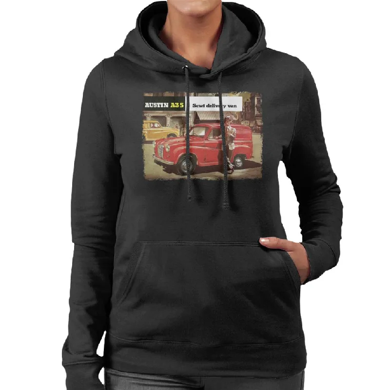 Austin A35 5cwt Delivery Van British Motor Heritage Women's Hooded Sweatshirt Hooded Sweatshirt Casual Wear Street Style Austin A35 5cwt Delivery Van British Motor Heritage Women's Hooded Sweatshirt Hooded Sweatshirt Casual Wear Street Style