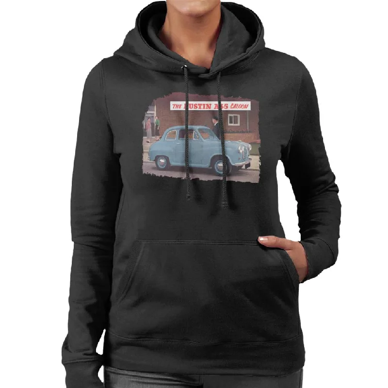 Austin A35 Saloon British Motor Heritage Women's Hooded Sweatshirt Hoodie with Color Block Contrast Stylish Austin A35 Saloon British Motor Heritage Women's Hooded Sweatshirt Hoodie with Color Block Contrast Stylish
