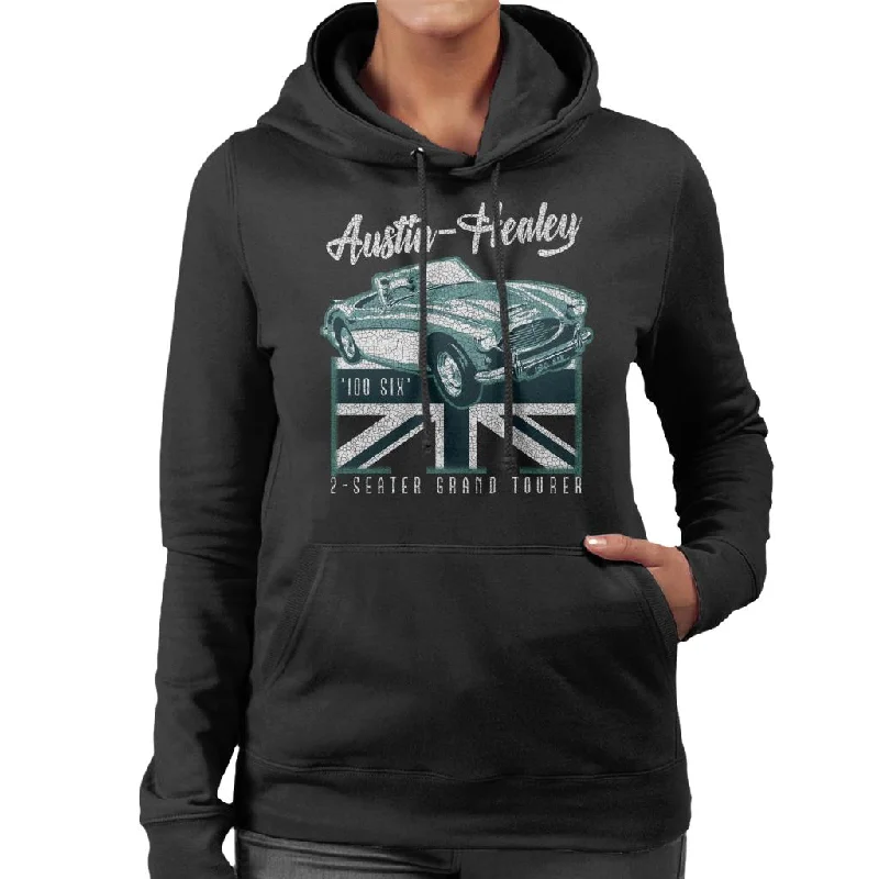 Austin Healey 2 Seater Grand Tourer British Motor Heritage Women's Hooded Sweatshirt Hoodie with Relaxed Fit Easy Casual Austin Healey 2 Seater Grand Tourer British Motor Heritage Women's Hooded Sweatshirt Hoodie with Relaxed Fit Easy Casual