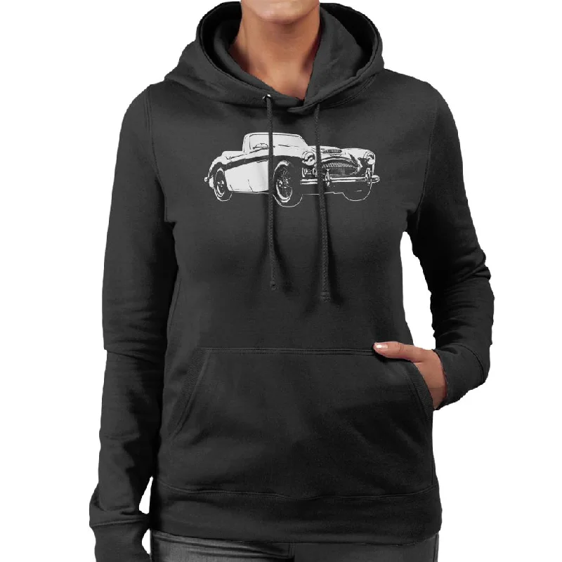 Austin Healey 3000 British Motor Heritage Women's Hooded Sweatshirt Hoodie with Elastic Waist Stretchable Comfortable Austin Healey 3000 British Motor Heritage Women's Hooded Sweatshirt Hoodie with Elastic Waist Stretchable Comfortable