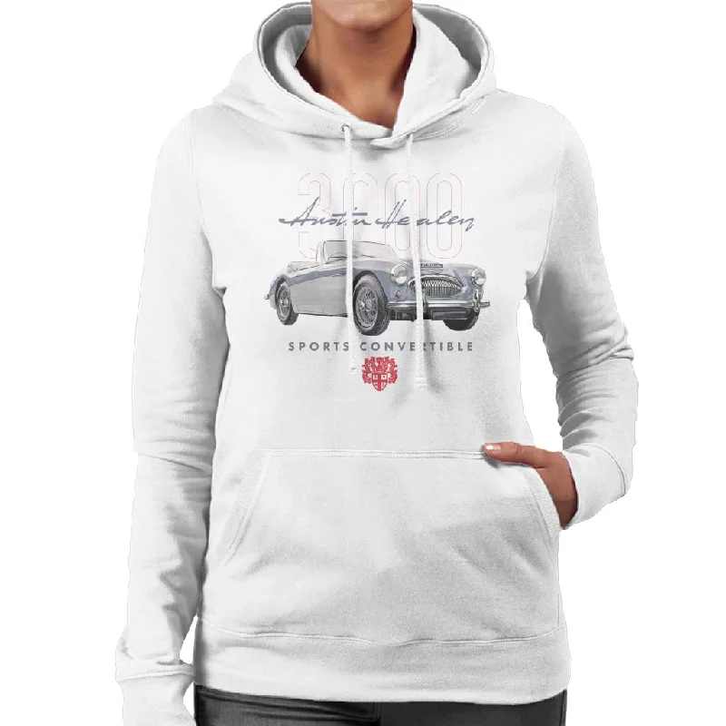 Austin Healey 3000 Convertible British Motor Heritage Women's Hooded Sweatshirt Hoodie with Raw Hem Edgy Unfinished Austin Healey 3000 Convertible British Motor Heritage Women's Hooded Sweatshirt Hoodie with Raw Hem Edgy Unfinished