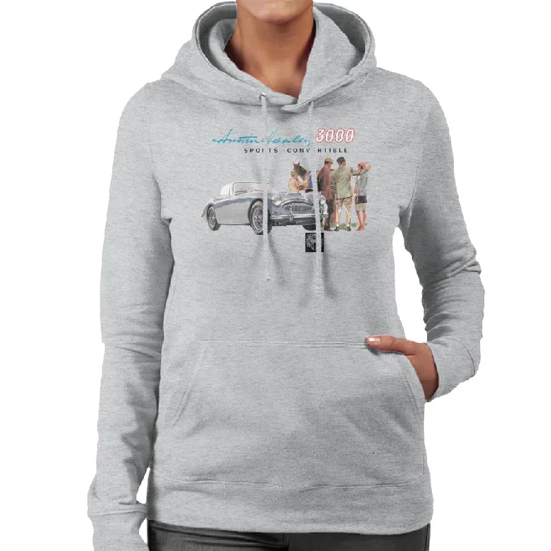 Austin Healey 3000 Sports Convertible British Motor Heritage Women's Hooded Sweatshirt Hoodie with Hem Lace Feminine Delicate Austin Healey 3000 Sports Convertible British Motor Heritage Women's Hooded Sweatshirt Hoodie with Hem Lace Feminine Delicate