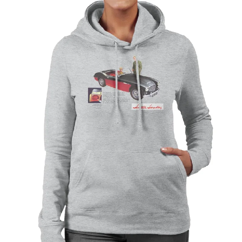 Austin Healey Black 100 Six British Motor Heritage Women's Hooded Sweatshirt Hoodie with Neon Bright Vibrant Austin Healey Black 100 Six British Motor Heritage Women's Hooded Sweatshirt Hoodie with Neon Bright Vibrant