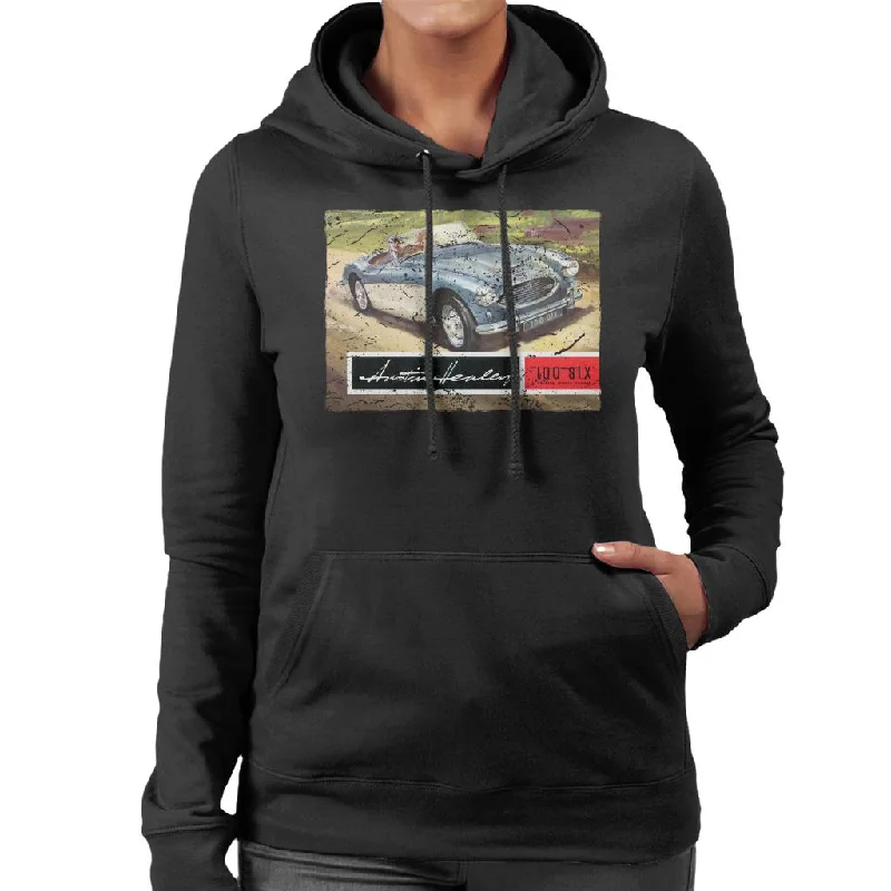 Austin Healey Country Road British Motor Heritage Women's Hooded Sweatshirt Hoodie with Hem Contrast Bold Stylish Austin Healey Country Road British Motor Heritage Women's Hooded Sweatshirt Hoodie with Hem Contrast Bold Stylish