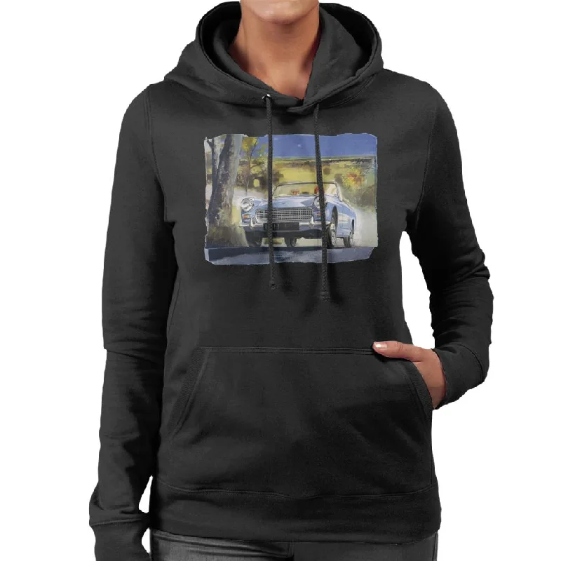 Austin Healey Countryside Background British Motor Heritage Women's Hooded Sweatshirt Hoodie with Magnetic Closure Innovative Modern Austin Healey Countryside Background British Motor Heritage Women's Hooded Sweatshirt Hoodie with Magnetic Closure Innovative Modern