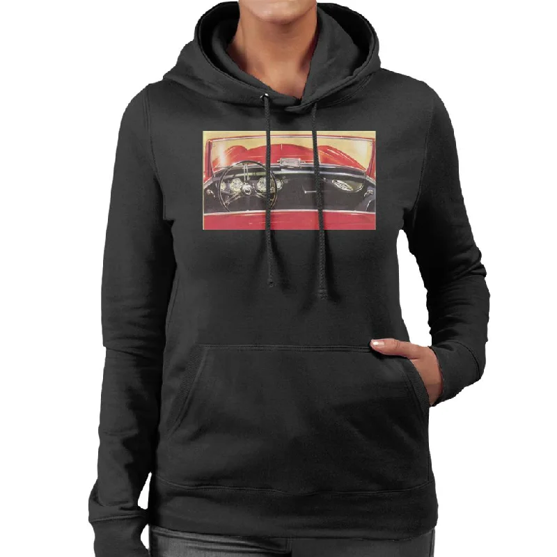 Austin Healey Drivers Seat British Motor Heritage Women's Hooded Sweatshirt Hoodie with Belted Waist Structured Tailored Austin Healey Drivers Seat British Motor Heritage Women's Hooded Sweatshirt Hoodie with Belted Waist Structured Tailored