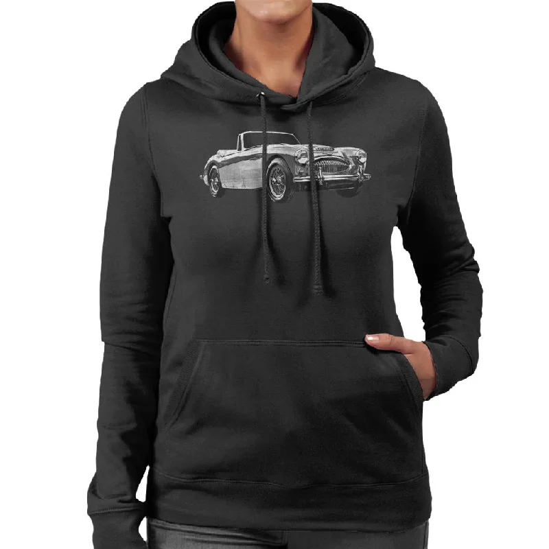 Austin Healey Grey British Motor Heritage Women's Hooded Sweatshirt Hoodie with Set-In Sleeves Structured Classic Austin Healey Grey British Motor Heritage Women's Hooded Sweatshirt Hoodie with Set-In Sleeves Structured Classic