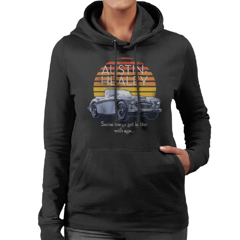 Austin Healey Some Things Get Better With Age British Motor Heritage Women's Hooded Sweatshirt Hoodie with Neon Bright Vibrant Austin Healey Some Things Get Better With Age British Motor Heritage Women's Hooded Sweatshirt Hoodie with Neon Bright Vibrant