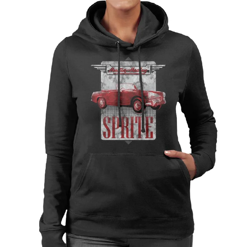 Austin Healey Sprite British Motor Heritage Women's Hooded Sweatshirt Hoodie with Mesh Breathable Sporty Austin Healey Sprite British Motor Heritage Women's Hooded Sweatshirt Hoodie with Mesh Breathable Sporty