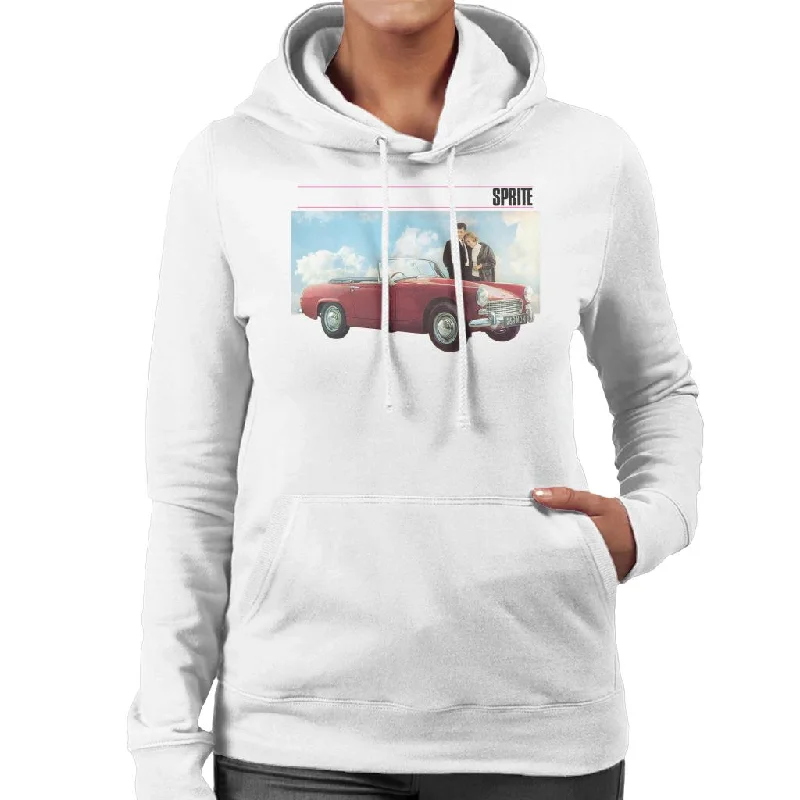 Austin Healey Sprite Mark IV Admired By Couple British Motor Heritage Women's Hooded Sweatshirt Hoodie with Ribbed Neckline Snug Warm Austin Healey Sprite Mark IV Admired By Couple British Motor Heritage Women's Hooded Sweatshirt Hoodie with Ribbed Neckline Snug Warm