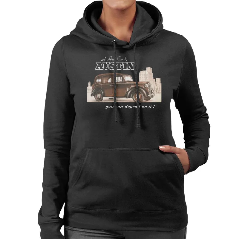 Austin You Can Depend On It British Motor Heritage Women's Hooded Sweatshirt Hoodie with Reflective Safety Nightwear Austin You Can Depend On It British Motor Heritage Women's Hooded Sweatshirt Hoodie with Reflective Safety Nightwear