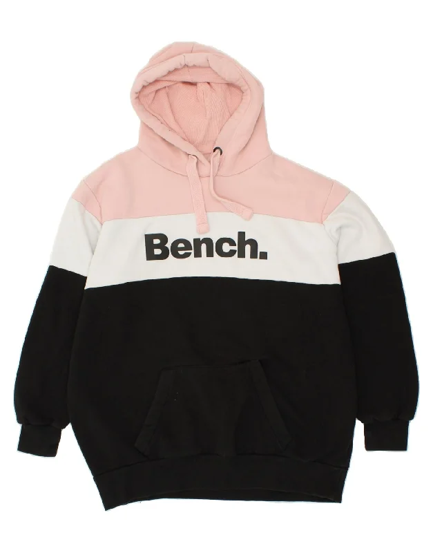 BENCH Womens Oversized Graphic Hoodie Jumper UK 12 Medium Pink Hoodie with Cuffed Sleeves Snug Secure BENCH Womens Oversized Graphic Hoodie Jumper UK 12 Medium Pink Hoodie with Cuffed Sleeves Snug Secure