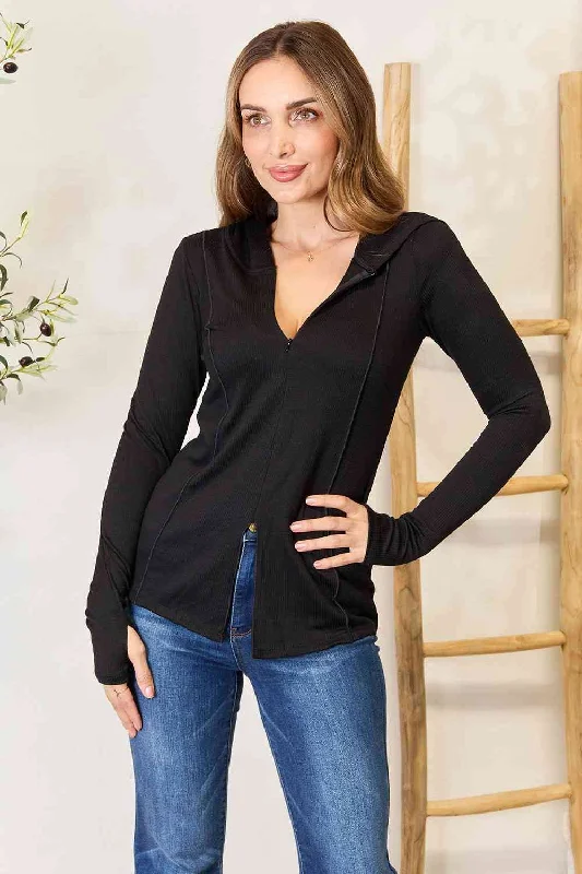 Culture Code | Exposed Seam Long Sleeve Hoodie Hoodie with Rolled Sleeves Casual Relaxed Culture Code | Exposed Seam Long Sleeve Hoodie Hoodie with Rolled Sleeves Casual Relaxed