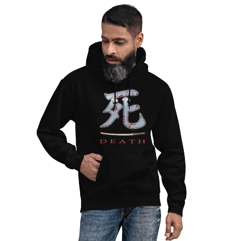 Death Japanese Kanji Character Bloody Samurai Sword Pullover Hoodie Sweatshirt Hoodie with Zipper Versatile Modern Death Japanese Kanji Character Bloody Samurai Sword Pullover Hoodie Sweatshirt Hoodie with Zipper Versatile Modern