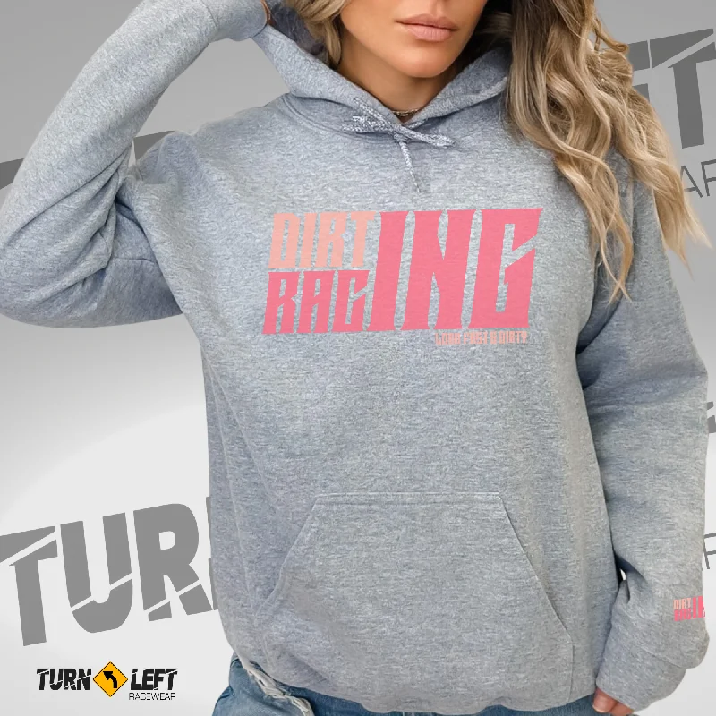 Dirt Track Racing Pink With Sleeve Logo Unisex Heavy Blend™ Hooded Sweatshirt Hoodie with Hem Detail Decorative Unique Dirt Track Racing Pink With Sleeve Logo Unisex Heavy Blend™ Hooded Sweatshirt Hoodie with Hem Detail Decorative Unique