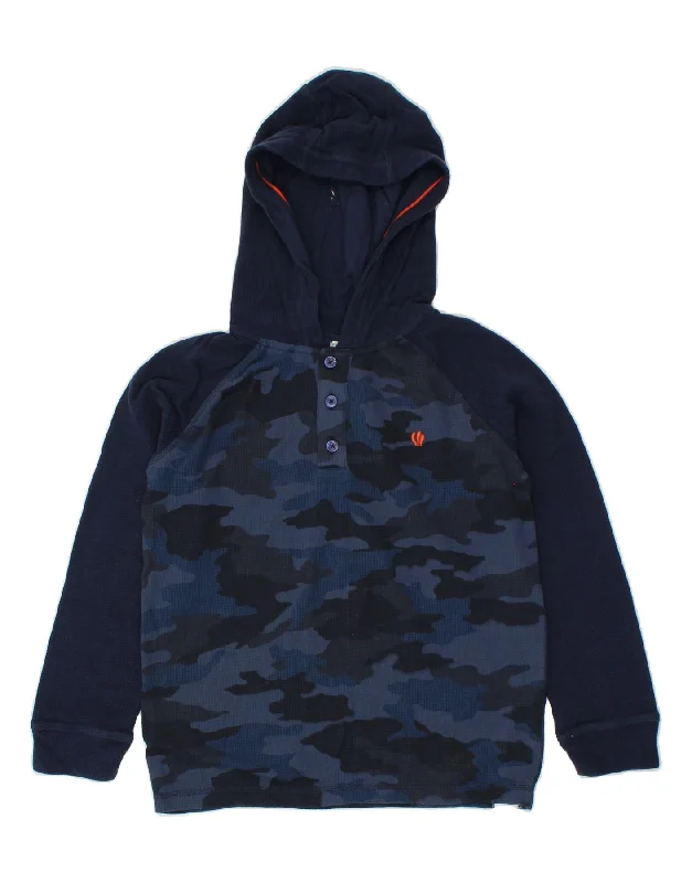 FAT FACE Boys Hoodie Jumper 10-11 Years Navy Blue Camouflage Cotton Hoodie with Zipper Placket Modern Functional FAT FACE Boys Hoodie Jumper 10-11 Years Navy Blue Camouflage Cotton Hoodie with Zipper Placket Modern Functional