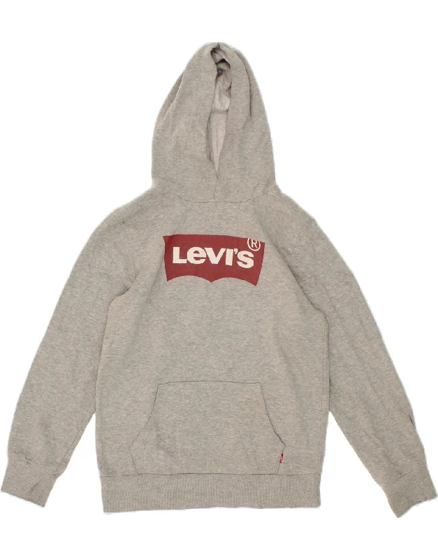 LEVI'S Boys Graphic Hoodie Jumper 12-13 Years Large Grey Cotton Hoodie with Patch Decorative Personalized LEVI'S Boys Graphic Hoodie Jumper 12-13 Years Large Grey Cotton Hoodie with Patch Decorative Personalized
