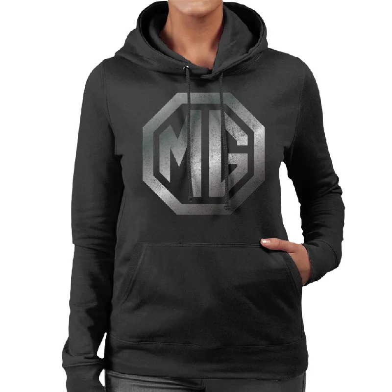 MG Chrome Logo British Motor Heritage Women's Hooded Sweatshirt Hoodie with Embroidery Detailed Premium MG Chrome Logo British Motor Heritage Women's Hooded Sweatshirt Hoodie with Embroidery Detailed Premium