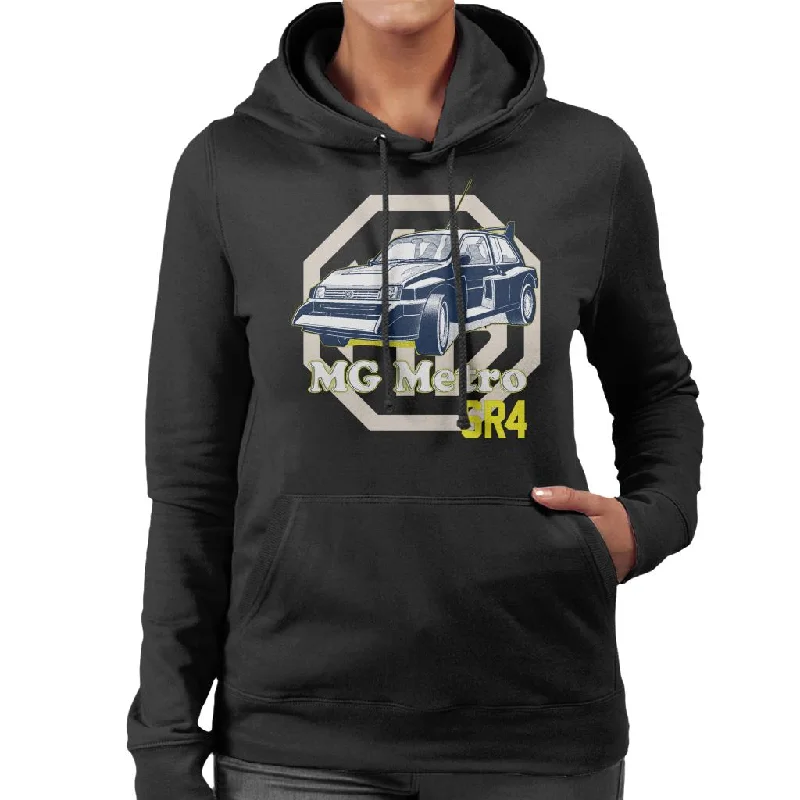 MG Metro 6R4 British Motor Heritage Women's Hooded Sweatshirt Hoodie with Applique Textured Unique MG Metro 6R4 British Motor Heritage Women's Hooded Sweatshirt Hoodie with Applique Textured Unique