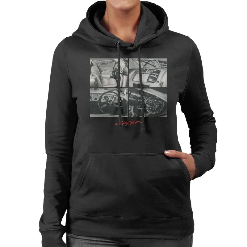 MG Safety Fast Montage British Motor Heritage Women's Hooded Sweatshirt Hoodie with Front Slit Layering Stylish MG Safety Fast Montage British Motor Heritage Women's Hooded Sweatshirt Hoodie with Front Slit Layering Stylish