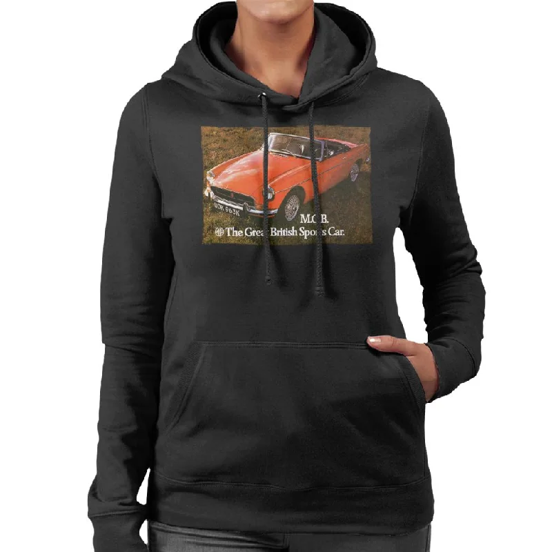 MG The Great British Sports Car British Motor Heritage Women's Hooded Sweatshirt Hoodie with Toggle Buttons Decorative Unique MG The Great British Sports Car British Motor Heritage Women's Hooded Sweatshirt Hoodie with Toggle Buttons Decorative Unique