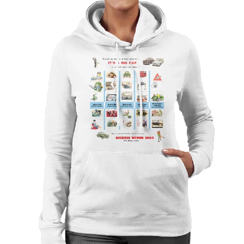 Morris Advert Design British Motor Heritage Women's Hooded Sweatshirt Hoodie with Slit Hem Functional Movement Morris Advert Design British Motor Heritage Women's Hooded Sweatshirt Hoodie with Slit Hem Functional Movement