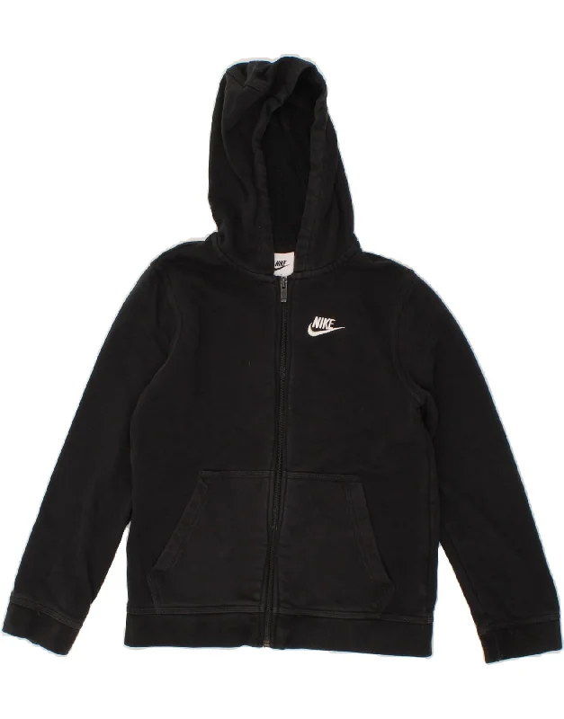 NIKE Boys Zip Hoodie Sweater 10-11 Years Medium Black Cotton Hoodie with Cropped Fit Short Trendy NIKE Boys Zip Hoodie Sweater 10-11 Years Medium Black Cotton Hoodie with Cropped Fit Short Trendy