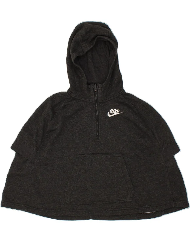 NIKE Girls Short Sleeve 1/4 Zip Hoodie Jumper 8-9 Years Small Grey Cotton Hoodie with Strings Custom Fit Adjustable NIKE Girls Short Sleeve 1/4 Zip Hoodie Jumper 8-9 Years Small Grey Cotton Hoodie with Strings Custom Fit Adjustable