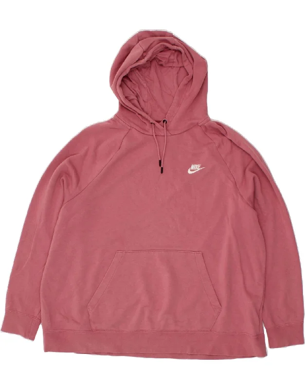 NIKE Womens Oversized Hoodie Jumper UK 18 XL Pink Cotton Hoodie with Puffed Sleeves Voluminous Trendy NIKE Womens Oversized Hoodie Jumper UK 18 XL Pink Cotton Hoodie with Puffed Sleeves Voluminous Trendy
