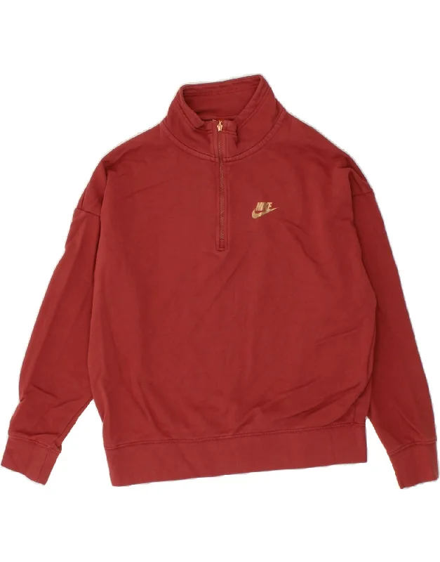 NIKE Womens Oversized Sweatshirt Jumper UK 10 Small Red Cotton Hoodie with Elastic Cuffs Stretchable Comfortable NIKE Womens Oversized Sweatshirt Jumper UK 10 Small Red Cotton Hoodie with Elastic Cuffs Stretchable Comfortable