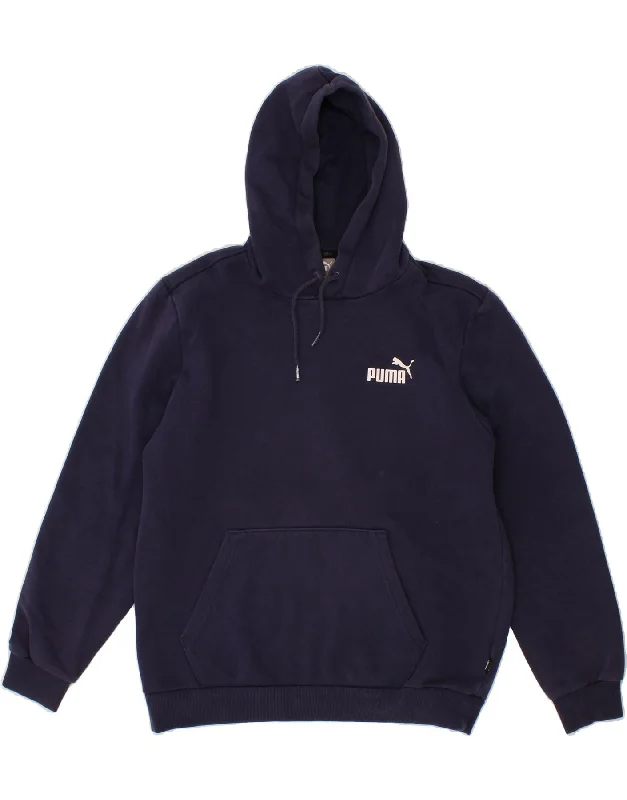 PUMA Mens Hoodie Jumper Medium Navy Blue Cotton Hoodie with Drawstring Waist Adjustable Fitted PUMA Mens Hoodie Jumper Medium Navy Blue Cotton Hoodie with Drawstring Waist Adjustable Fitted