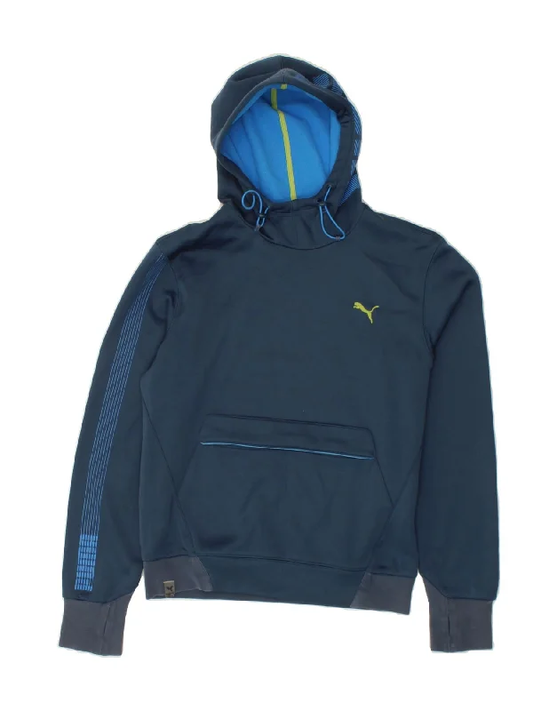 PUMA Mens Hoodie Jumper Small Blue Polyester Hoodie with Tied Waist Feminine Flattering PUMA Mens Hoodie Jumper Small Blue Polyester Hoodie with Tied Waist Feminine Flattering