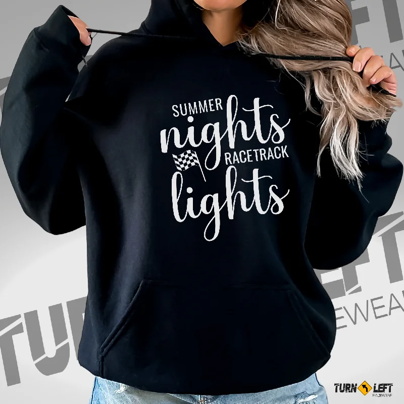 Summer Nights Racetrack Lights Hooded Sweatshirt Hoodie with Cropped Fit Short Trendy Summer Nights Racetrack Lights Hooded Sweatshirt Hoodie with Cropped Fit Short Trendy