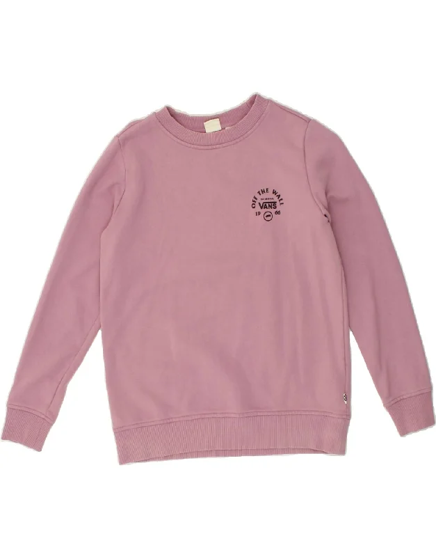 VANS Womens Graphic Sweatshirt Jumper UK 10 Small Pink Cotton Hoodie with Stripes Bold Sporty VANS Womens Graphic Sweatshirt Jumper UK 10 Small Pink Cotton Hoodie with Stripes Bold Sporty