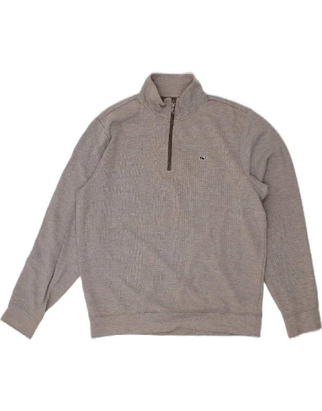 VINEYARD VINES Mens Zip Neck Sweatshirt Jumper Large Grey Cotton Hoodie with Velcro Closure Adjustable Secure VINEYARD VINES Mens Zip Neck Sweatshirt Jumper Large Grey Cotton Hoodie with Velcro Closure Adjustable Secure