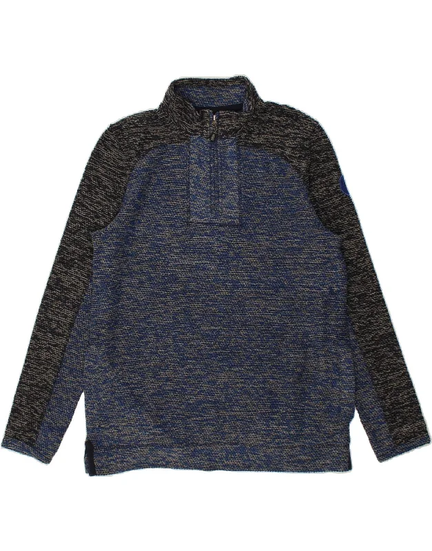 WEIRD FISH Mens Zip Neck Sweatshirt Jumper Large Navy Blue Colourblock Hoodie with Sequins Glamorous Eye-catching WEIRD FISH Mens Zip Neck Sweatshirt Jumper Large Navy Blue Colourblock Hoodie with Sequins Glamorous Eye-catching