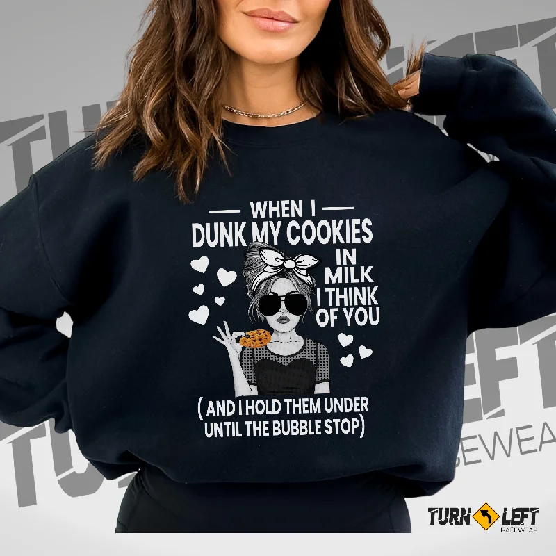 When I Dunk My Cookies In Milk Racing Humor Crewneck Sweatshirt Hoodie with Lace Feminine Delicate When I Dunk My Cookies In Milk Racing Humor Crewneck Sweatshirt Hoodie with Lace Feminine Delicate