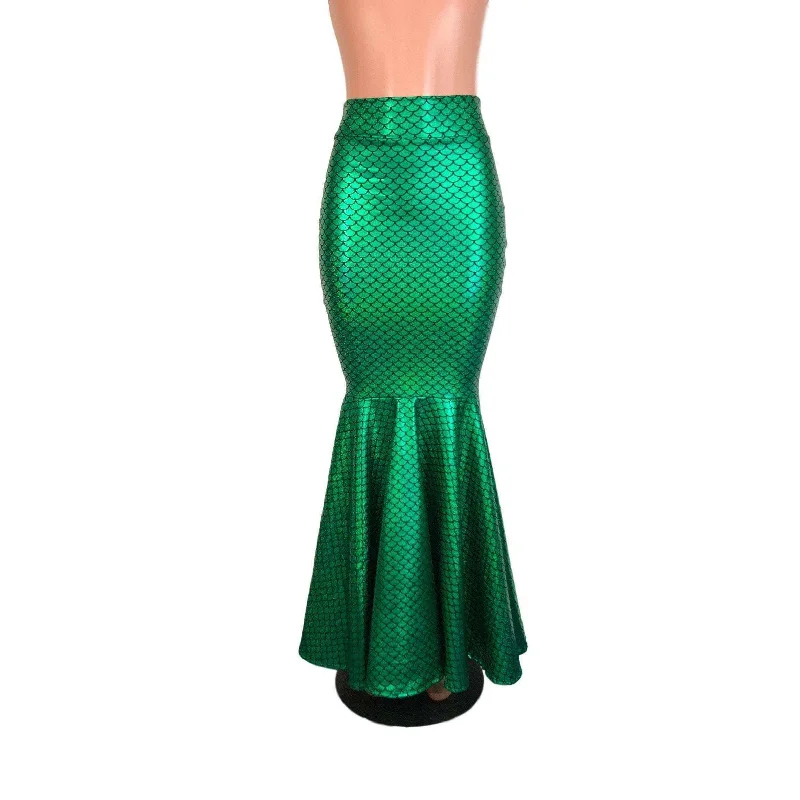 Long Mermaid Skirt - Green Mermaid Scales Fit n Flare Maxi Skirt lace skirt intricate Long Mermaid Skirt - Green Mermaid Scales Fit n Flare Maxi Skirt lace skirt intricate