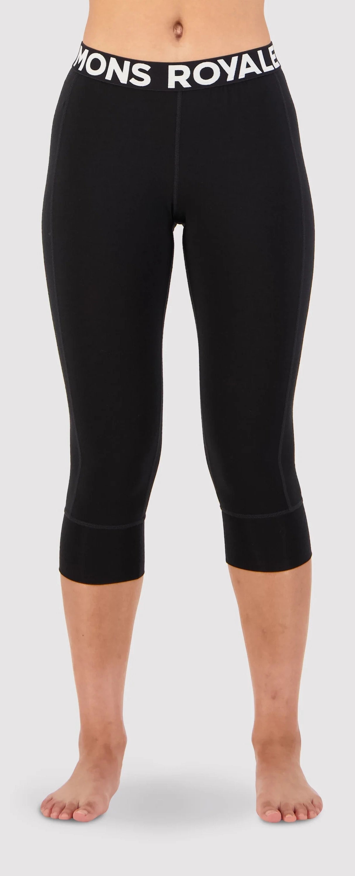 Mons Royale Cascade Flex 200 3/4 Legging Womens Logo Black Elegant Full-Body Leggings Mons Royale Cascade Flex 200 3/4 Legging Womens Logo Black Elegant Full-Body Leggings