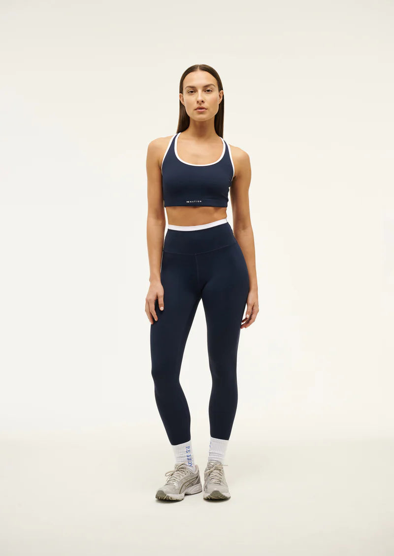 P.E. Nation Vita Full Length Legging - Black Iris/Optic White Stylish Compression Fit Leggings P.E. Nation Vita Full Length Legging - Black Iris/Optic White Stylish Compression Fit Leggings