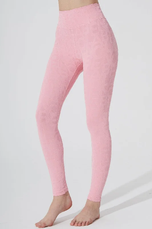 Classic Déese Fleur Legging 3D - Powder Pink Comfortable Slip-On Compression Leggings Classic Déese Fleur Legging 3D - Powder Pink Comfortable Slip-On Compression Leggings