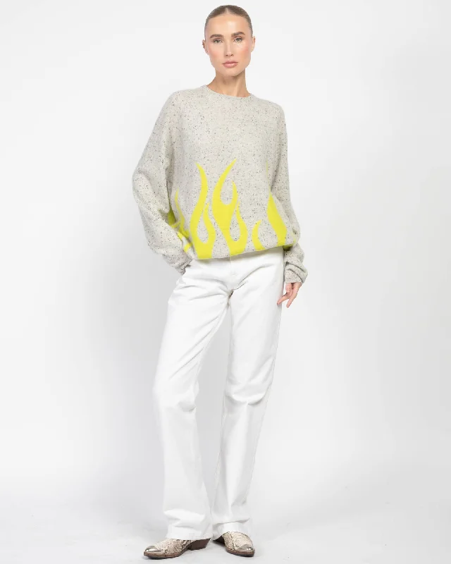POINTILISED GREY/ NEON YELLOW FLAMES