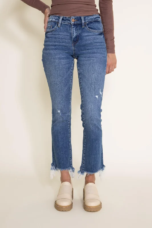 Flying Monkey Mid-Rise Destructed Hem Crop Bootcut Jeans for Women | F5011 Casual Loose Fit Jeans Flying Monkey Mid-Rise Destructed Hem Crop Bootcut Jeans for Women | F5011 Casual Loose Fit Jeans