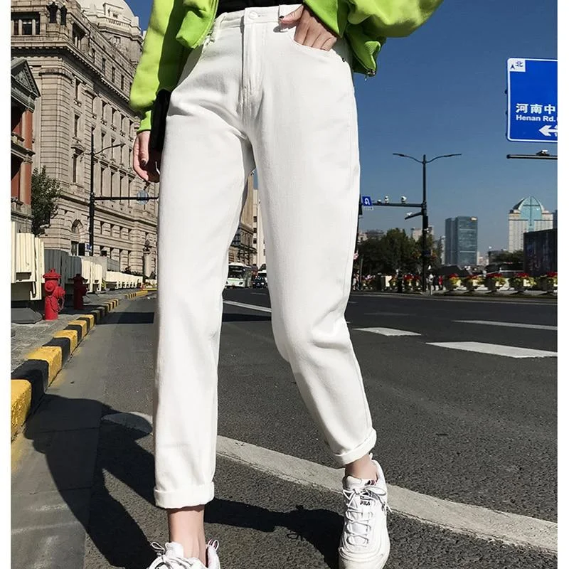 Boyfriend Casual Denim Jeans, Harem High Waist Straight Jeans Fashionable Straight Cut Jeans Boyfriend Casual Denim Jeans, Harem High Waist Straight Jeans Fashionable Straight Cut Jeans