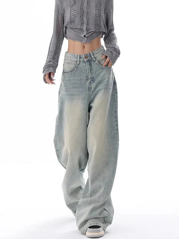 HOUZHOU Harajuku Y2K Baggy Jeans Women Streetwear Retro Fashion Autumn High Waist Pants Loose Wide Leg Denim Trousers Female Comfortable Mid-Rise Jeans HOUZHOU Harajuku Y2K Baggy Jeans Women Streetwear Retro Fashion Autumn High Waist Pants Loose Wide Leg Denim Trousers Female Comfortable Mid-Rise Jeans